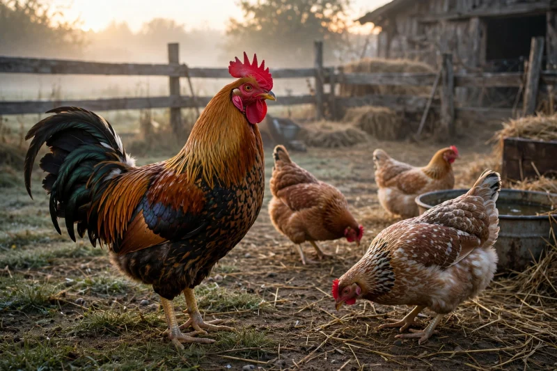 A pair Rhode Island Red Laying Hens