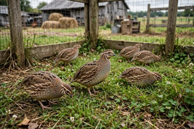 A group of 4 Coturnix Quail