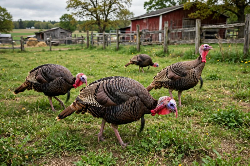 A trio Spanish Black Turkeys
