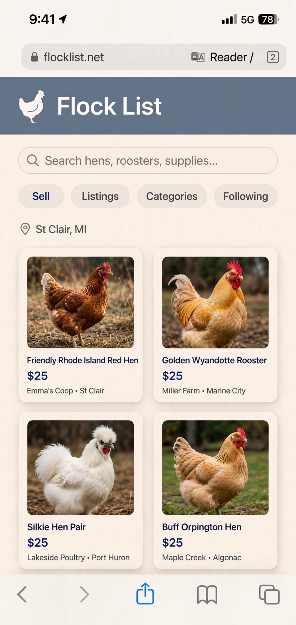 Open flocklist.net in Safari.