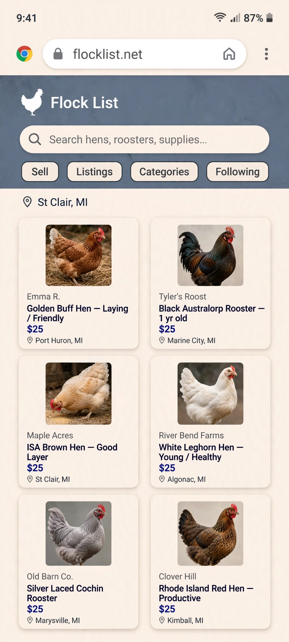 Open flocklist.net in Chrome.