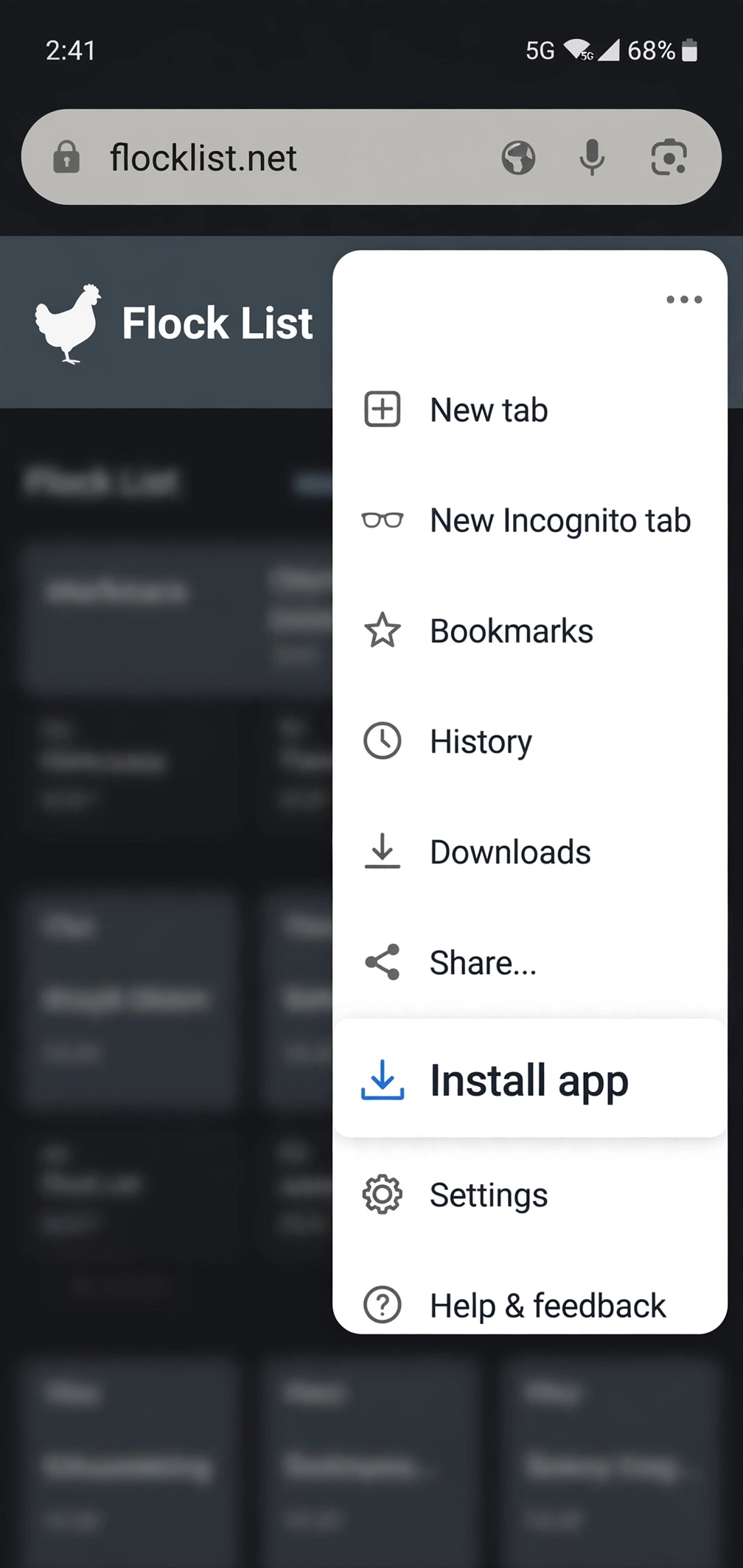 Tap the three-dot menu, then Install app.