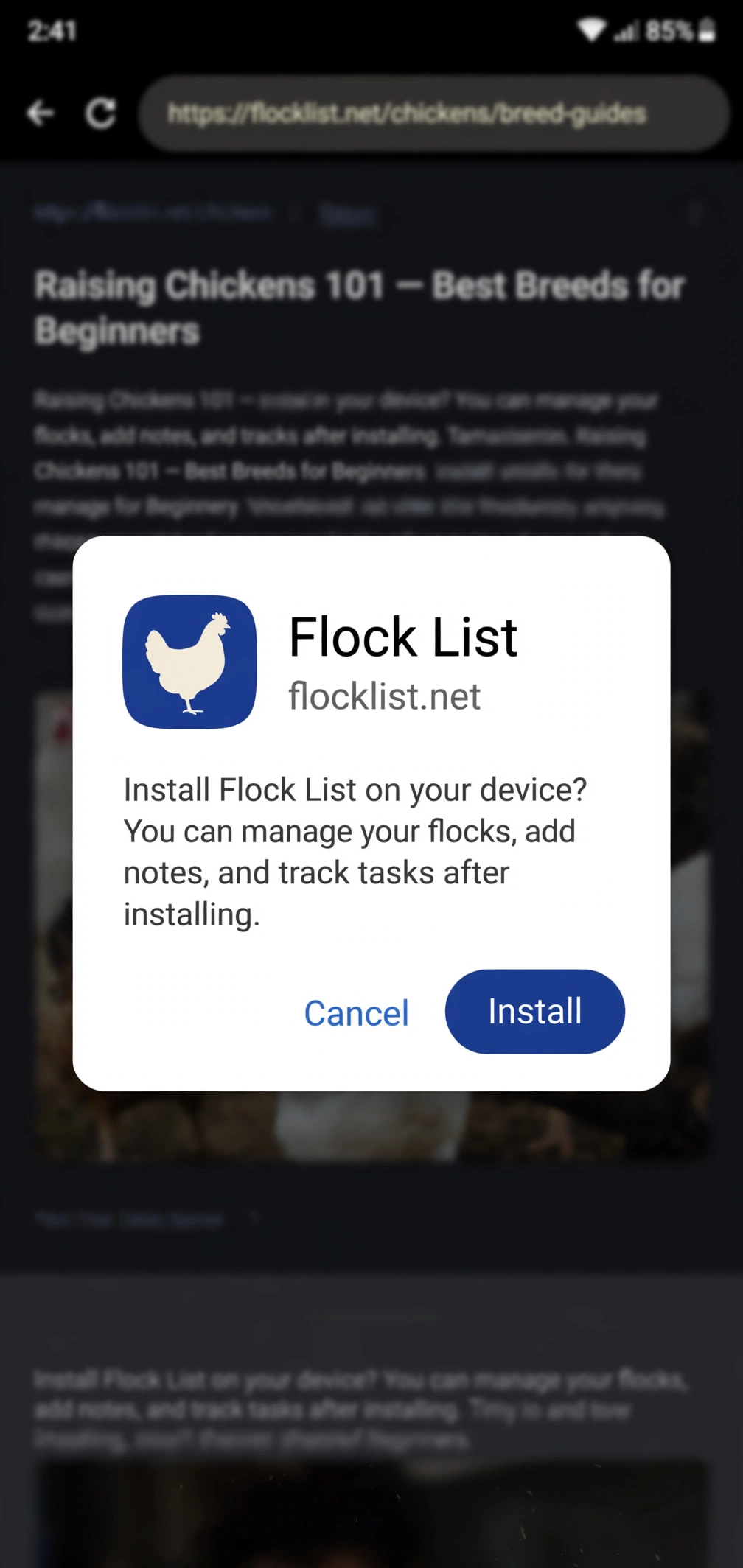 Confirm, and the icon is added to your home screen.